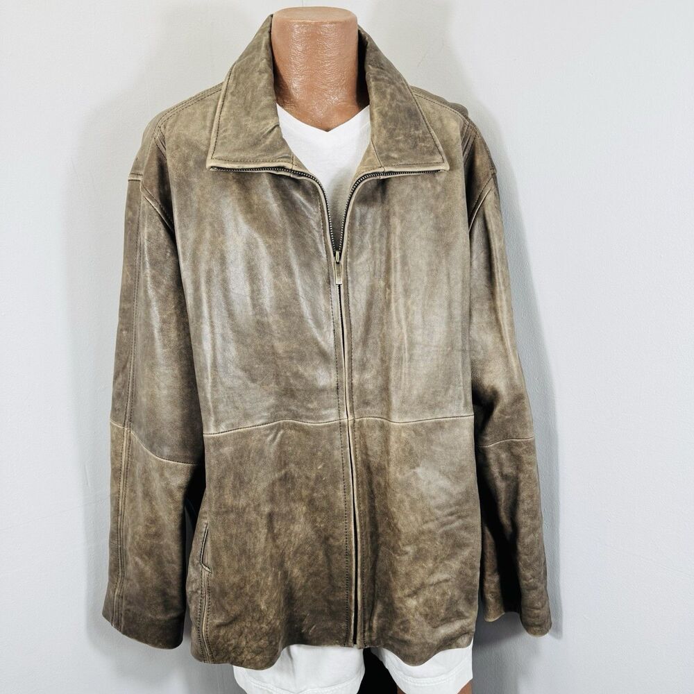 Vintage Sz 3XL Kenneth Cole Reaction Weathered Soft Leather Jacket Distressed